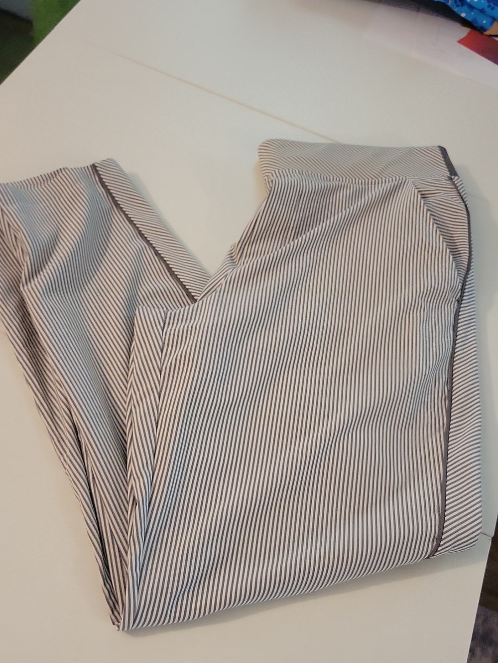 Athleta Brooklyn White and dark grey Striped Pants 10